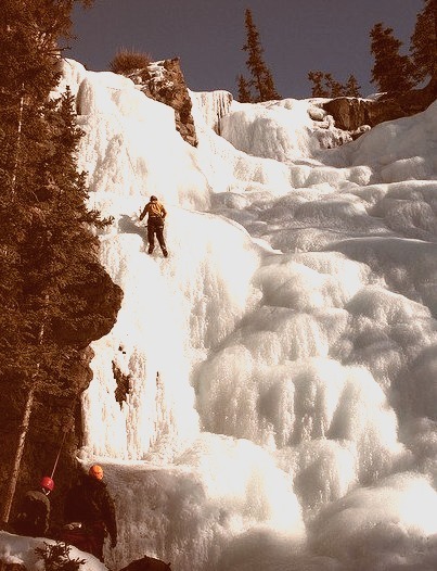 by Chris and Heather Fox on Flickr.Climbing on frozen Tangle Falls - Jasper, Alberta, Canada.
