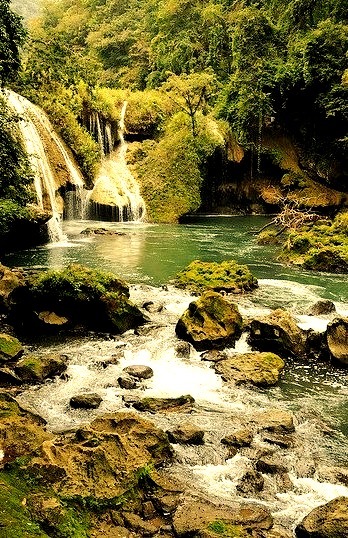 In mayan footsteps at Semuc Champey waterfalls, Guatemala