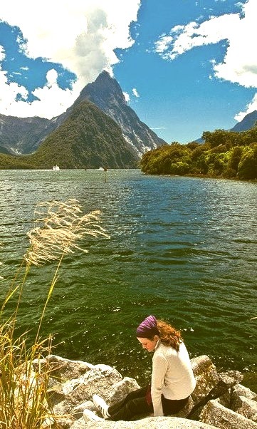 Relaxing spot in Milford Sound, New Zealand
