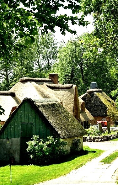 Cottages in Simonsberg village, Schleswig-Holstein, Germany