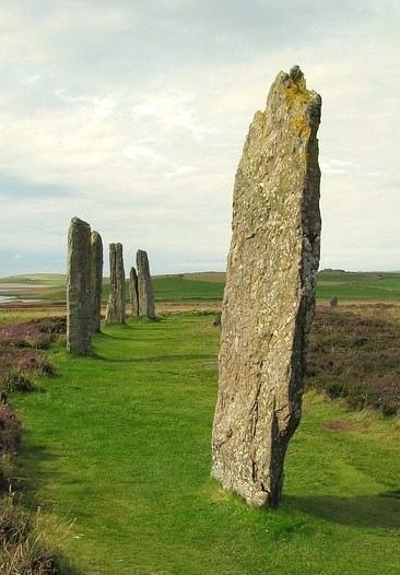 Ring O'Brodgar stones in Orkney Islands, Scotland