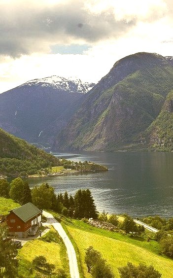 Picturesque village in Aurlandsfjord, Sogn og Fjordane, Norway