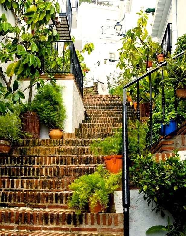 Street stairs in Frigiliana, Andalusia, Spain