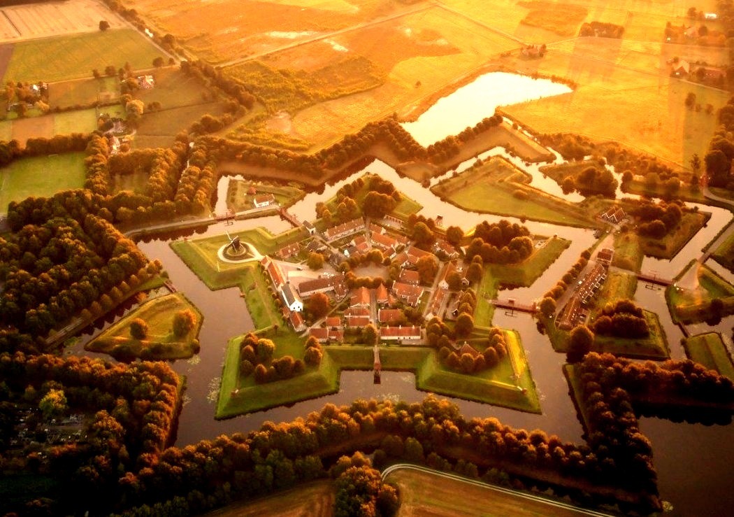 Drone view of Bourtange star fort / Netherlands